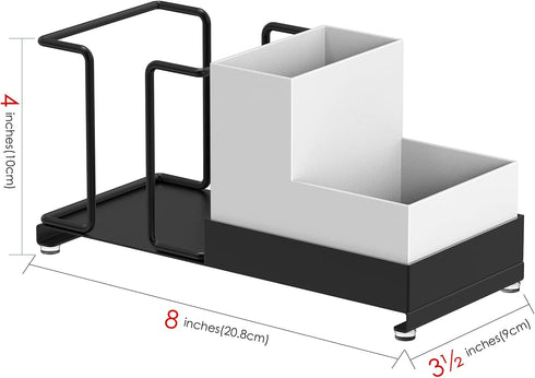 Coffee Station Organizer for Countertop, Black Disposable Cup Holder with 2 Compartment Storage Box