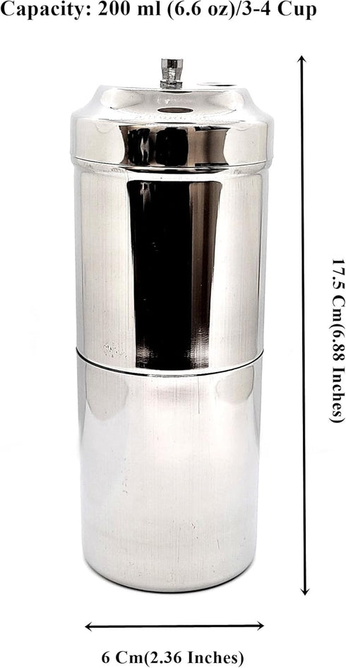 KERAM South Indian Drip Coffee Maker, 4/5 Cup, 10.14 Oz, Permanent Reusable Phin Filter for Manual Brewing