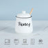 Set 12oz,Easy HAOTOP Farmhouse Porcelain Honey Jar with Dipper and Lid to Clean (White)