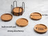 Set 6 WLWNWFT Coasters for Drinks Absorbent with Holder, Acacia Wood Cork Coaster for Coffee Table Wooden Table Coaster