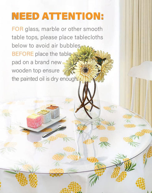 VeeCano 16 Inch 2Pcs Round Clear Plastic Table Protector Cover PVC Vinyl Desk Pad Mat Waterproof Non-Slip Easy Clean