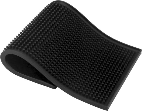 QWORK 6 Pack Black Bar Mat, 12" x 6" Rubber Spill Mat for Cocktail Mixing and Non Slip Glass Drying