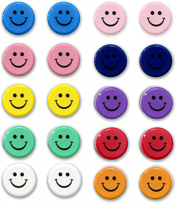 Qualsen Fridge Magnets, Strong Mini Cute Magnets for Crafts, Whiteboard, Locker, Kitchen, Office, Classroom, 20pcs Smile