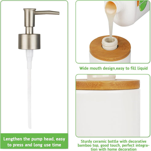 Ceramic Soap Dispenser, Hand Soap Dispenser Refillable Liquid for Kitchen and Bathroom (White)