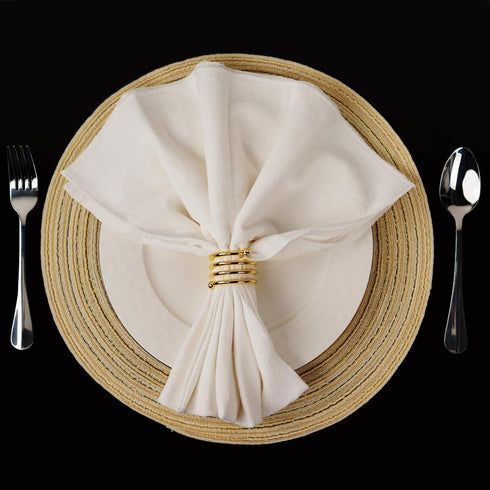 6Pcs Round Gold Napkin Rings Set of 6 Napkin Holders for Thanksgiving, Wedding, Fall Party, Valentines Day, Easter
