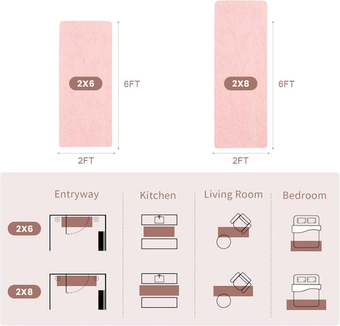 Terrug Fluffy Runner Rug for Entryway Bedroom - 2x8 Ft Washable Non-Slip Shag Area Rug for Kitchen Laundry Living Room,