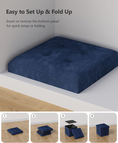 300 lbs 15 Inches) OS MOTOR Folding Storage Ottoman Bench, Multi-Functional Ottoman Footrest, End of Bed Bench, Storage