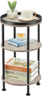 Small Round Side Table for Small Spaces - 3-Tier Modern Accent Table, Slim End Table for Living Room, Bedroom (Oak)