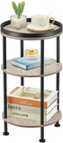 Small Round Side Table for Small Spaces - 3-Tier Modern Accent Table, Slim End Table for Living Room, Bedroom (Oak)