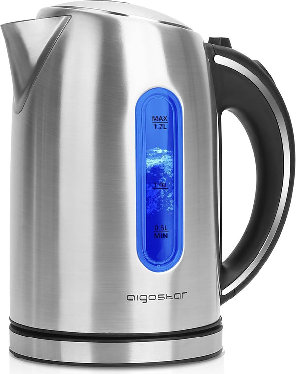 Aigostar Electric Kettle - 1.7L BPA Free Hot Water Kettle with LED Illumination, Auto-Shutoff & Boil-Dry Protection for