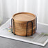 4.33in, Set 6 WLWNWFT Acacia Wood Coasters for Drinks with Lip Round Drink Coaster with Holder for Coffee Dining Table