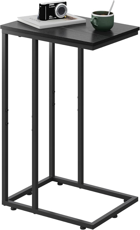 WLIVE Black Side Table,C Shaped End Table for Bedroom, Home Office, Dorm,
