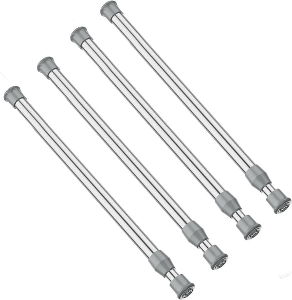 AIZESI Short Spring Tension Curtain Rod, Silver, 16"-28" (4 Pcs)