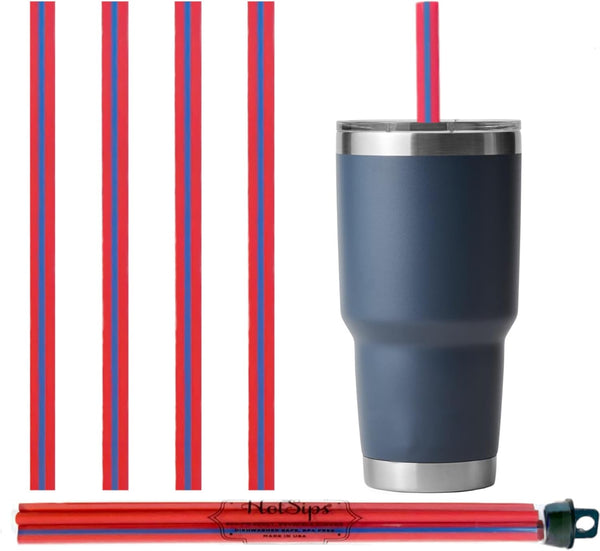 Reusable Drinking Straws with Travel Case, Made in USA, 4 Large 9.5" Straws for Hot and Cold Beverages