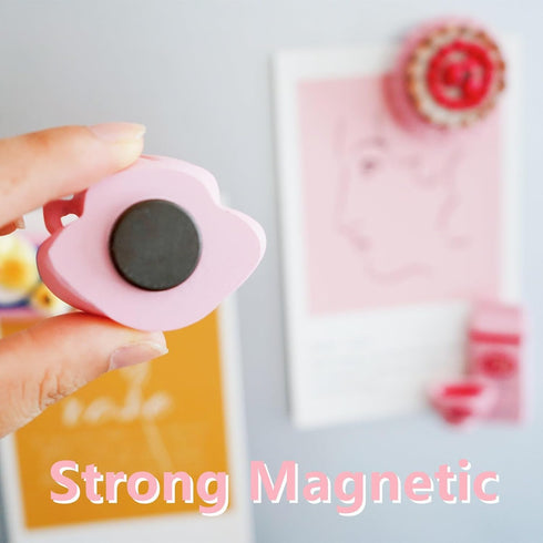 4 Pink Fridge Magnets, Cute 3D Pink Kitchen Appliances with Strong Magnets for Kitchen Home Class Office, Funny Decorative Refrigerator Magnets by Bonilve