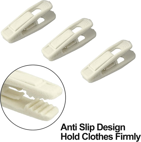 Velvet Hangers Clips, 20 Pack Ivory Pants Hanger Clips, Strong Clips for Thin Felt Hangers
