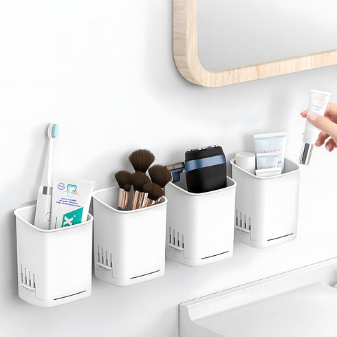 2 Pack Wall Mounted Toothbrush HoldersRemovable Drill-Free Wall Shower Holder for Toothbrush,Toothpaste, Razor