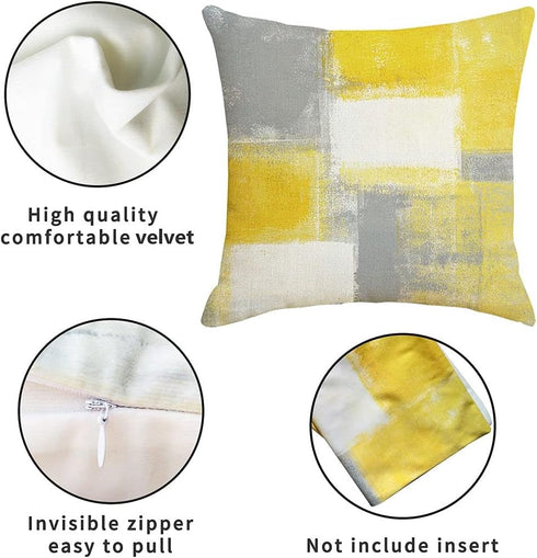 Set of 4 Throw Pillow Covers, 18x18, Plush Decorative Cases with Abstract Painting Pattern for Home Sofa Couch