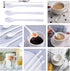 AKOAK 6.7" Ceramic Egg Spoon Set of 5 - White Long-Handled Teaspoon for Coffee, Tea, Yogurt, Ice Cream