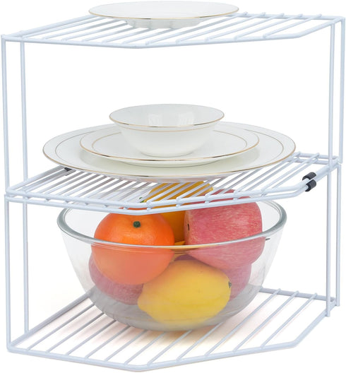 AKAZA 2Pcs 2-Tier Counter Corner Stackable Organizer Shelf for Kitchen - Cabinet Storage Shelf Rack, ShelvesKitchen