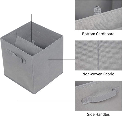 MAX Houser Set of 6 Storage Bins, Cubes, Baskets with Dual Handles for Home Closet Bedroom Organizers, Foldable