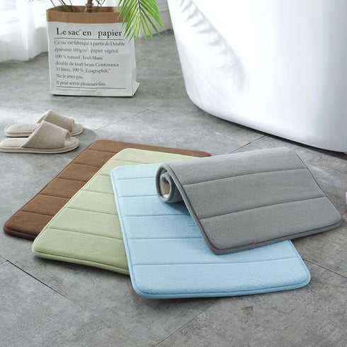 Flamingo P Memory Foam Shower Bathroom Mat Rug, Soft Non-Slip Bath Mats, Machine Washable, 24x17 Inches, Aqua Green