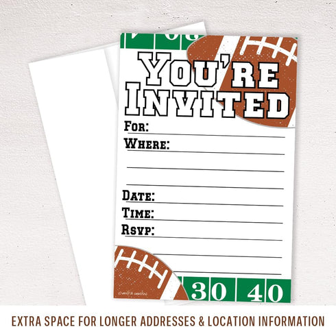 Football Party Invitations with Envelopes - 20 Count