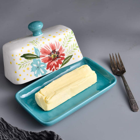 Countertop Wisenvoy Butter Dish Ceramic Butter Dish with Lid Butter Keeper Butter Dish with Lid for Flower Butter Crock