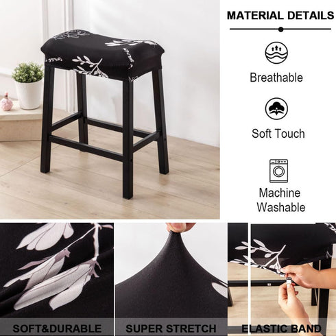 Set 4 Counter Counter #6 Bar Stool Cover Rectangle of Printed Stretch Height Bar stools Slipcovers Saddle Stool