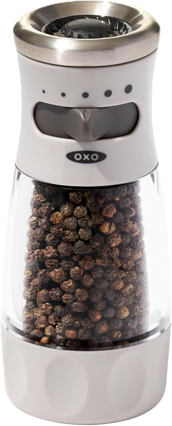 OXO Good Grips Contoured Mess-Free Pepper Grinder, Adjustable Ceramic Grinder with Five