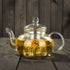 Glass Teapot 20oz with Infuser,Borosilicate Kettle Set Tea Pot for Loose Tea, Flowering Teas,Stovetop and Microwavable Safe(600ml)