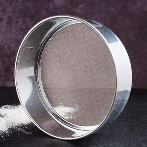 2 Pack Professional 6/8/9.5 Inch Round Flour Sifter - 60/40 Mesh Baking Flour Sieve, Premium Rustproof Stainless Steel