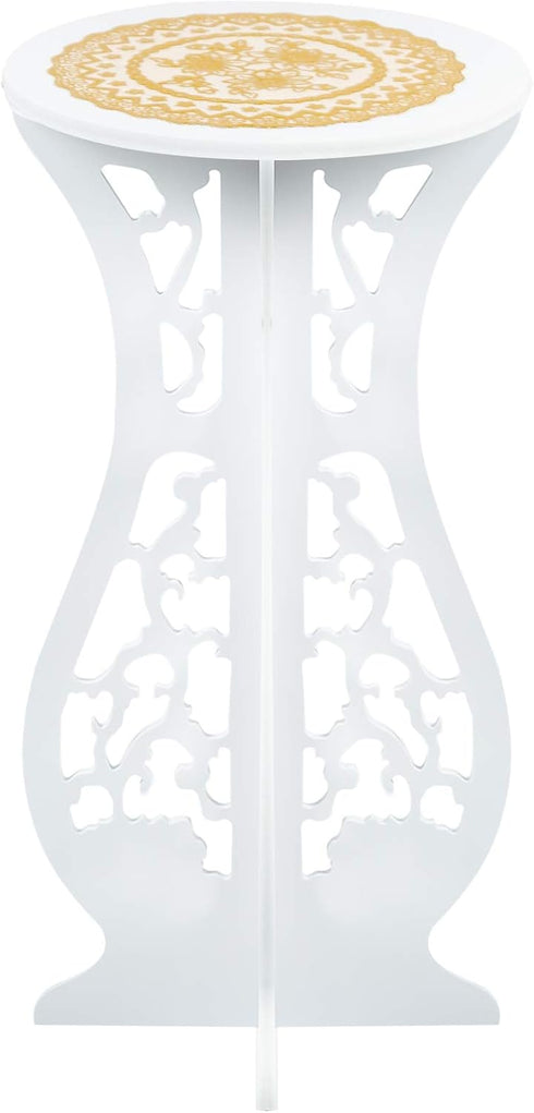 Asian Home Beautiful White PVC Board Flower Plant and Vase Stand Display with Intricate