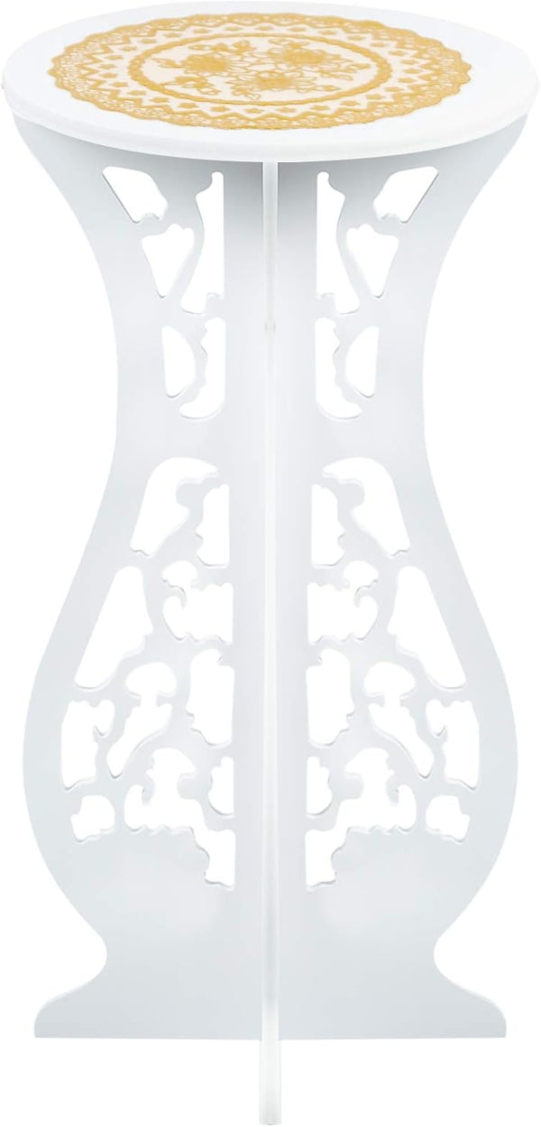 Asian Home Beautiful White PVC Board Flower Plant and Vase Stand Display with Intricate