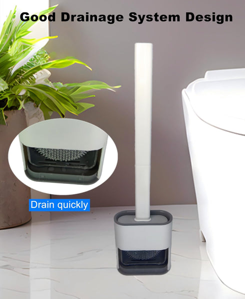 Toilet Brush with Holder, Silicone Toilet Brush and Cleaning Brush Set for Household Bathroom (Black)