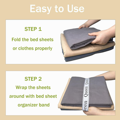 4 Pieces Grey Bed Sheet Organizer Bands, Storage Label Bands for Closet, Bedding Linen Labels (4Pcs Queen)