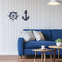 MDLUU Wooden Nautical Ship Steering Wheel, 11" Navy Blue Helm Wheel, Small Ship Rudder and Anchor Wall Decor Set