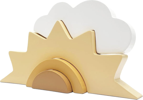 AWISBI Wooden Cloud and Sun Rainbow Decoration, Boho Baby Nursery Decor, Woodland Nursery