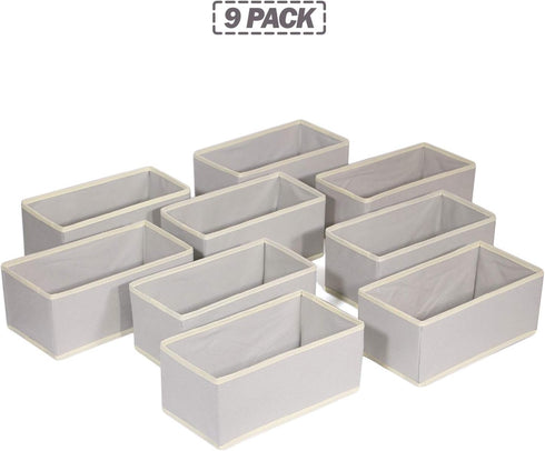 DIOMMELL Foldable Cloth Storage Box, Closet Dresser Drawer Organizer, Fabric Baskets for Clothes, Set of 9 Grey 090