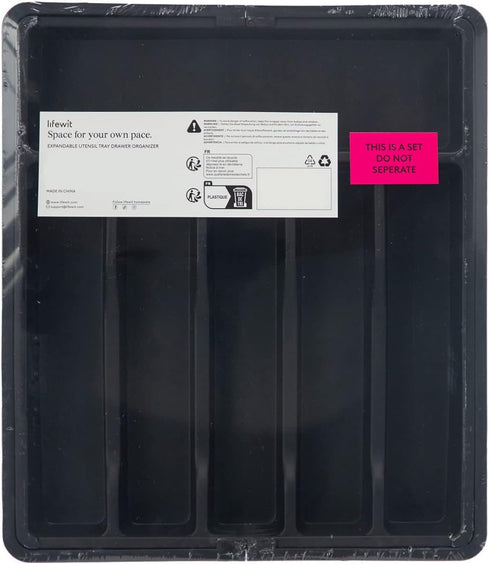 Lifewit Expandable Silverware Drawer Organizer, BPA Free Utensil Tray for Kitchen, Adjustable Plastic Storage (Black)