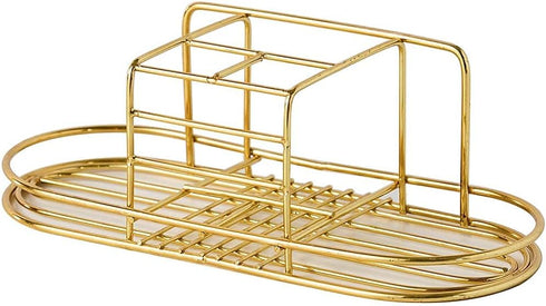 Toothbrush Holder with Cup Holder, Electric Toothbrush Toothpaste Holder, Stainless Steel Bathroom Stand (Gold)