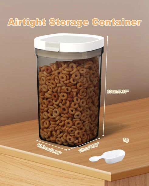 Large Food Storage Containers with Lid Airtight, 1.6QT/1800ML BPA Free Plastic Canister for Flour, Sugar, Cereal, Coffee