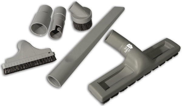 1.25" Gray Vacuum Attachment Kit with 2 Adapters, Compatible with Miele, Eureka, Kirby, Hoover, Shop Vac