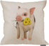 HGOD DESIGNS Cotton Linen Square Decorative Throw Pillow Case - Cute Pink Pet Miniature Pig with Yellow Daisy, 18" x 18"