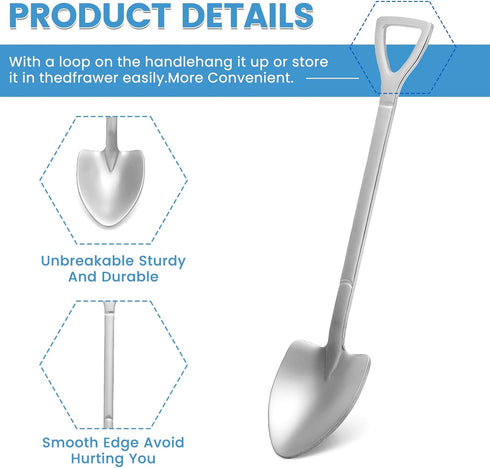 20 Pack Shovel Shape Demitasse Espresso Spoons, 4.7 Inches Stainless Steel Mini Coffee Spoons for Dessert