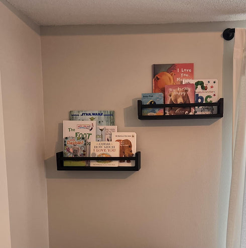 Gneric Black Floating Shelves for Wall, 15.7 inch Kids Bookshelf, Wall Shelves for Living Room Bedroom Decor, Kitchen