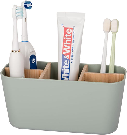 Toothbrush Holders for Bathrooms, Bamboo Tooth Brush Holder with 5 Slots Bathroom
