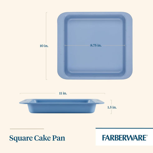 Farberware Easy Solutions Nonstick Bakeware Square Cake/Cookie Pan, 9 Inch with Portion Marks - Blue by Farberware