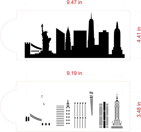 New York City Detailed Skyline Cake Stencil Side C1000 by Designer Stencils