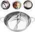 PACKOVE Double Flavor Hot Pot, Divided Stainless Steel Soup Pot, Dual Sided Shabu Shabu Pot for Home